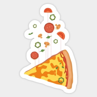 Pizza floating island - Hot pizza is in the air - I love Pizza Sticker